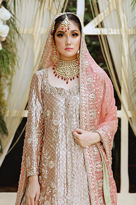 ROSE GOLD BRIDAL CORAL DUPATTA