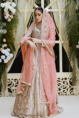 ROSE GOLD BRIDAL CORAL DUPATTA
